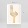 Plakat w ramie 50x70 - Podróżne Kształty - geometryczne linie w złotym kolorze, minimalizm - rama biała
