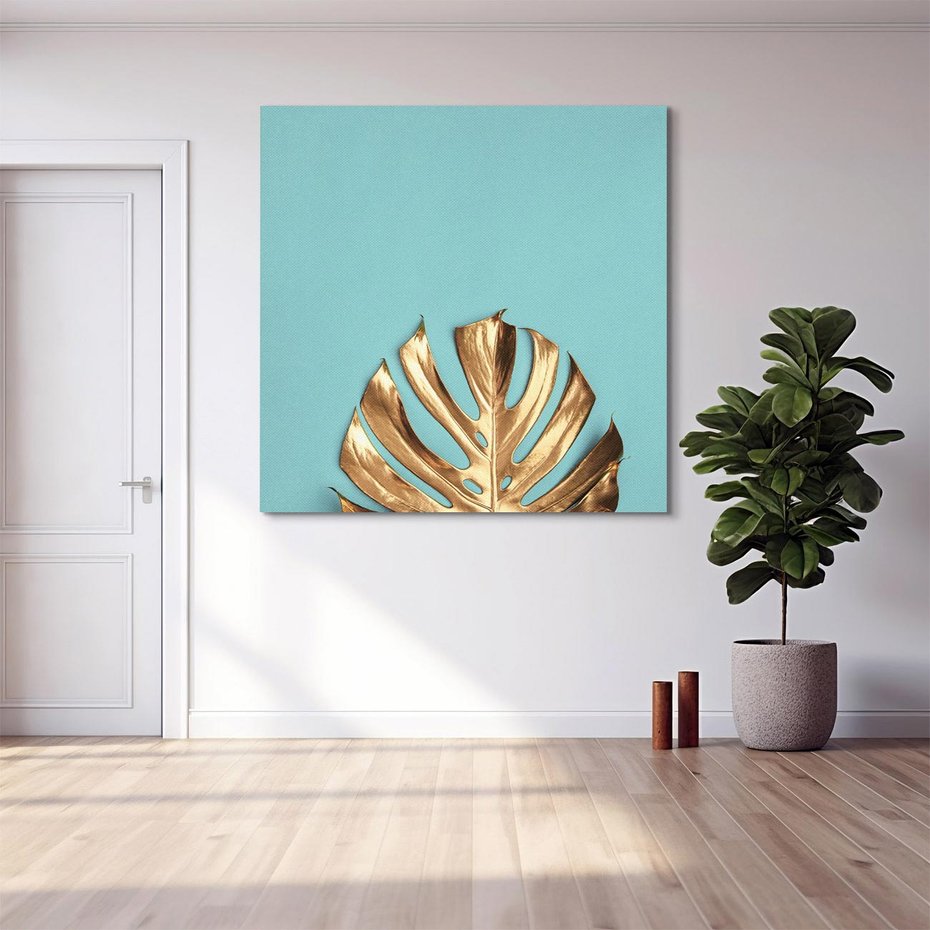 Obraz na płótnie 70x70 - Piękno Natury - złote, liście