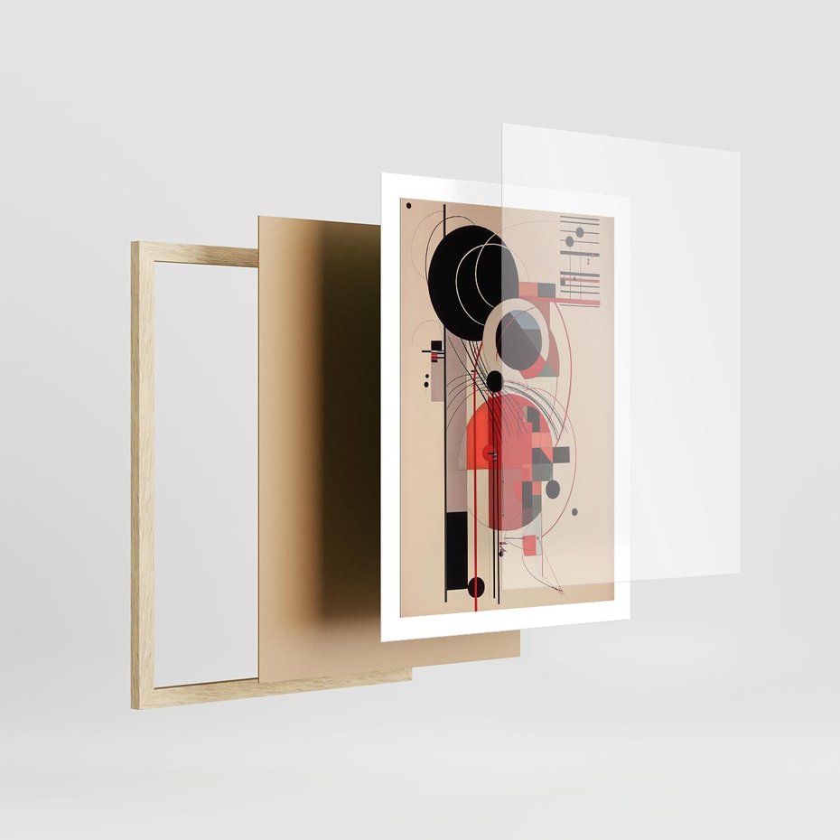 Plakat w ramie 50x70 - Rozbijające Granice Dźwięku - modernistyczny obraz, styl bauhaus - rama drewno