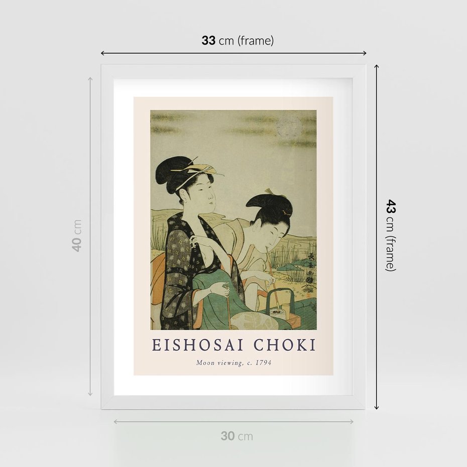 Plakat w ramie 30x40 - Rycina Eishosai Choki - staraa chińska rycina, eishosai choki - rama biała
