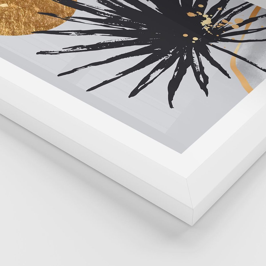 Plakat w ramie 40x50 - Sztuka Palmy - palma, czarna grafika - rama biała