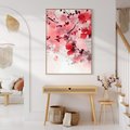 Obraz w ramie 80x120 - Szept Kwitnącej Wiśni - japoński parasol, liście - rama drewno