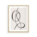 Plakat w ramie 30x40 - Zaklęte Linie - abstrakcyjne szkicowane linie, minimalizm - rama drewno
