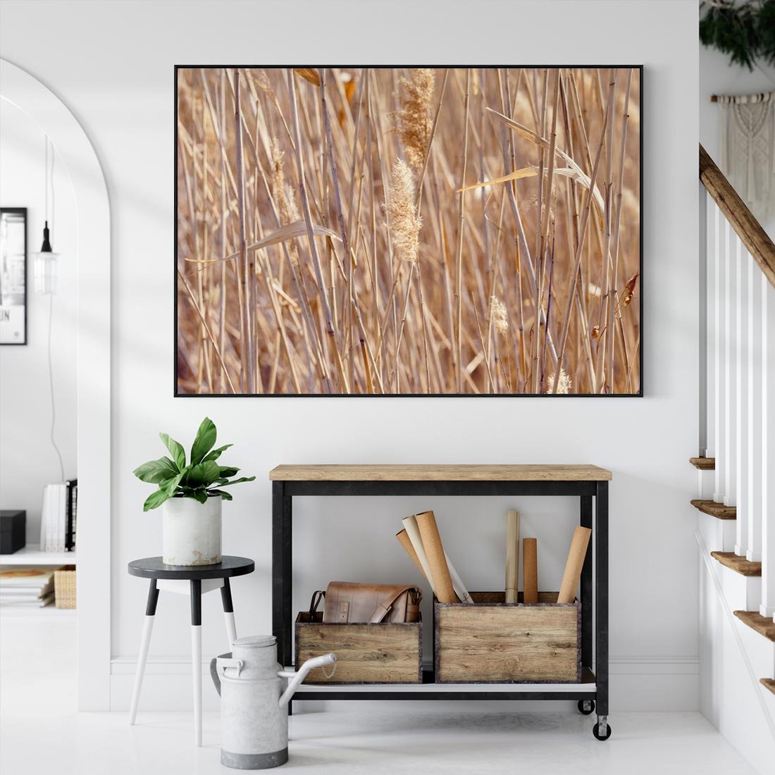 Obraz w ramie 100x70 - Mistrzowskie suche trawy - suche, trawy - rama czarna