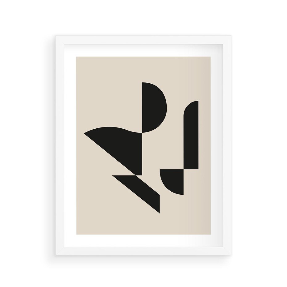 Plakat w ramie 40x50 - Rozkwitająca Abstrakcja - abstrakcyjne geometryczne kształty, minimalizm - rama biała