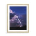 Plakat w ramie 50x70 - Burza z błyskawicami nad horyzontem - burza, błyskawica - rama drewno