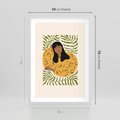 Plakat w ramie 50x70 - Malowane Odbicia Wyobraźni - nowoczesny plakat, kobieta otoczona liśćmi - rama biała