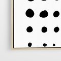 Obraz w ramie 50x50 - Refleksje Światła - minimalistyczna kompozycja, czarne kropkina białym tle - rama drewno