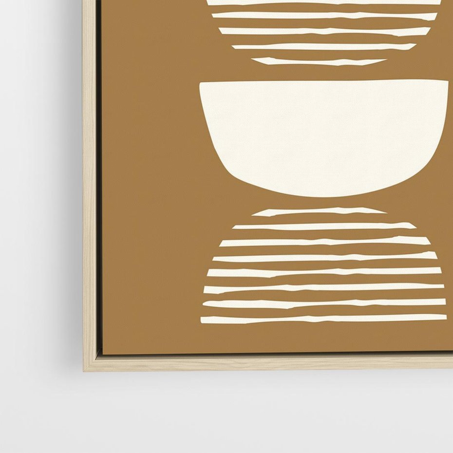 Obraz w ramie 50x50 - Wewnętrzne Spektrum - geometryczne boho kształty na brązowym, karmelowym tle - rama drewno