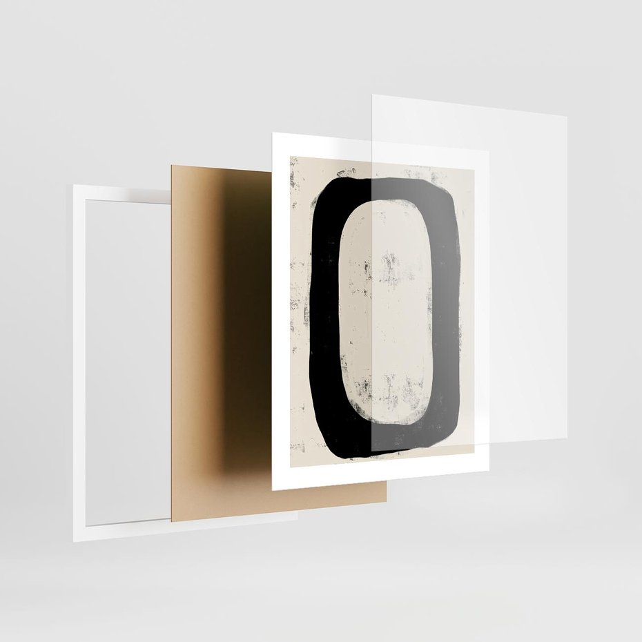 Plakat w ramie 40x50 - Wnętrza Kształtów - abstrakcja, minimalizm - rama biała