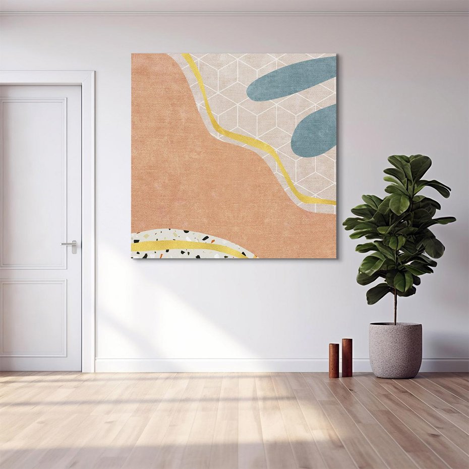 Obraz na płótnie 40x40 - Tańczący w deszczu pigmentów - abstrakcyjne formy, rozlane farby