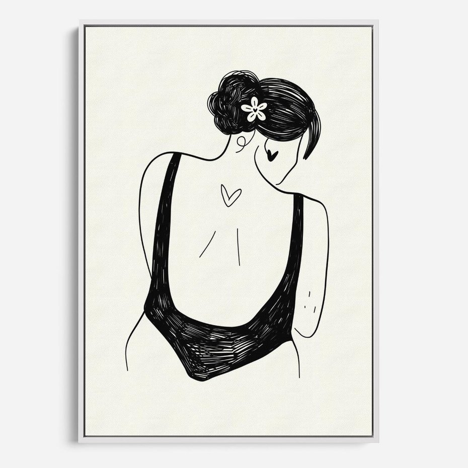 Obraz w ramie 70x100 - Echa Piękna - piękno kobiecego ciała, kobieta - rama biała