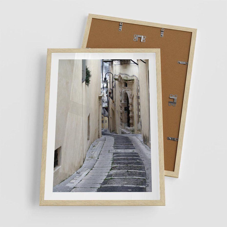 Plakat w ramie 50x70 - Uroki Włoskiej Uliczki - włoska, uliczka - rama drewno