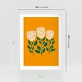 Plakat w ramie 30x40 - Kolorowe Impresje - abstrakcyjna kwiatowa kompozycja, żółte mocne tło - rama biała