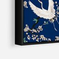 Obraz w ramie 70x50 - Japońskie Żurawie Indygo - sztuka japońska, japonia - rama czarna