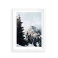 Plakat w ramie 30x40 - Góry, Las i Śnieg na Obrazie - góry, las - rama biała