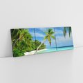 Obraz na płótnie 90x30 - Raj na Malediwach: plaża, morze i palmy - Malediwy, plaża