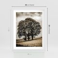 Plakat w ramie 40x50 - Spokojna Osamotniona Chwila - beżowe kolory, samotne drzewo na polu - rama biała
