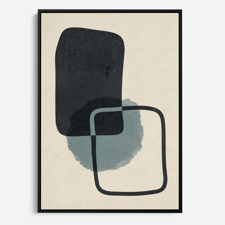 Obraz w ramie 50x70 - Migotliwe Refleksje - abstrakcyjne nieregularne kształty, minimalistyczny plakat - rama czarna