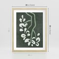 Plakat w ramie 40x50 - Rozkwitające Zielone Gałęzie - abstrakcyjne delikatne zielone linie, podobne do gałęzi kwiatów - rama drewno