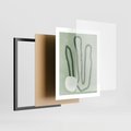Plakat w ramie 40x50 - Spokojne Kształty Natury - zielona abstrakcja, zgaszona zieleń - rama czarna