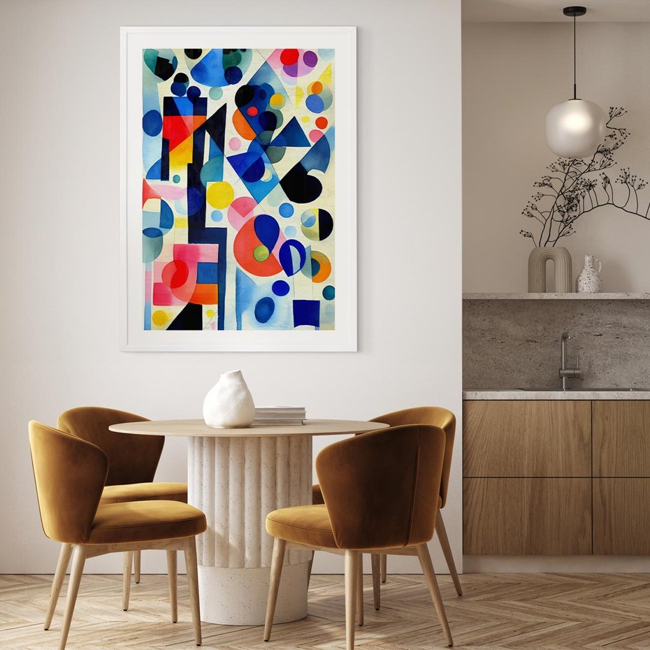 Plakat bez ramy 50x70 - Księga Akwarelowych Przeniknięć - abstrakcyjny obraz, różne kolorowe kształty