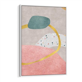 Obraz w ramie 70x100 - Ekspresja w ruchu pędzla - abstrakcja, połączenie kształtów - rama biała