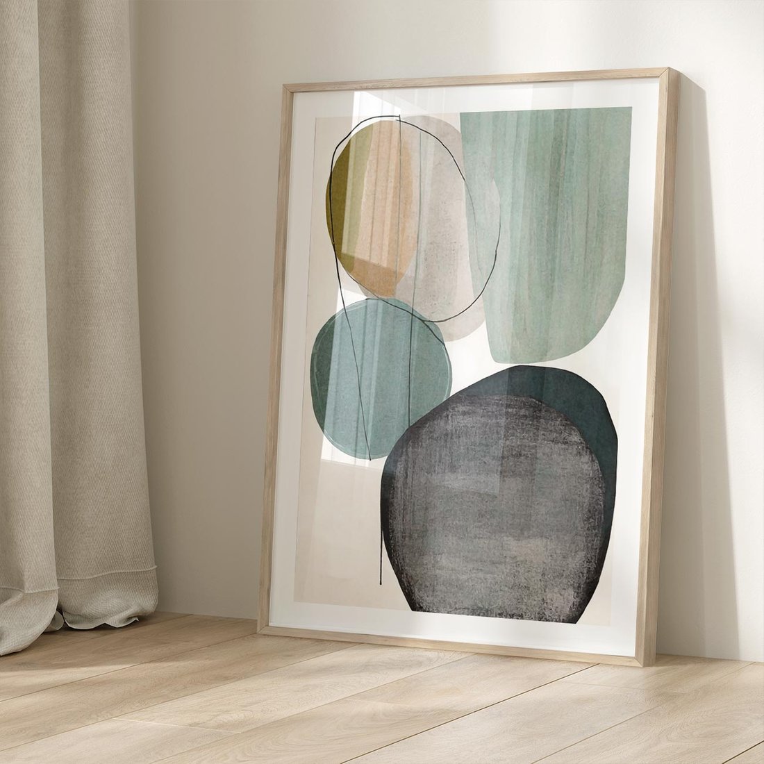 Plakat w ramie 40x50 - Plama za Plamą - abstrakcyjny obraz olejny, plamy - rama drewno