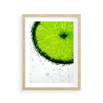 Plakat w ramie 50x70 - Świeżość i kwasowość limonki - limnka, owoce - rama drewno