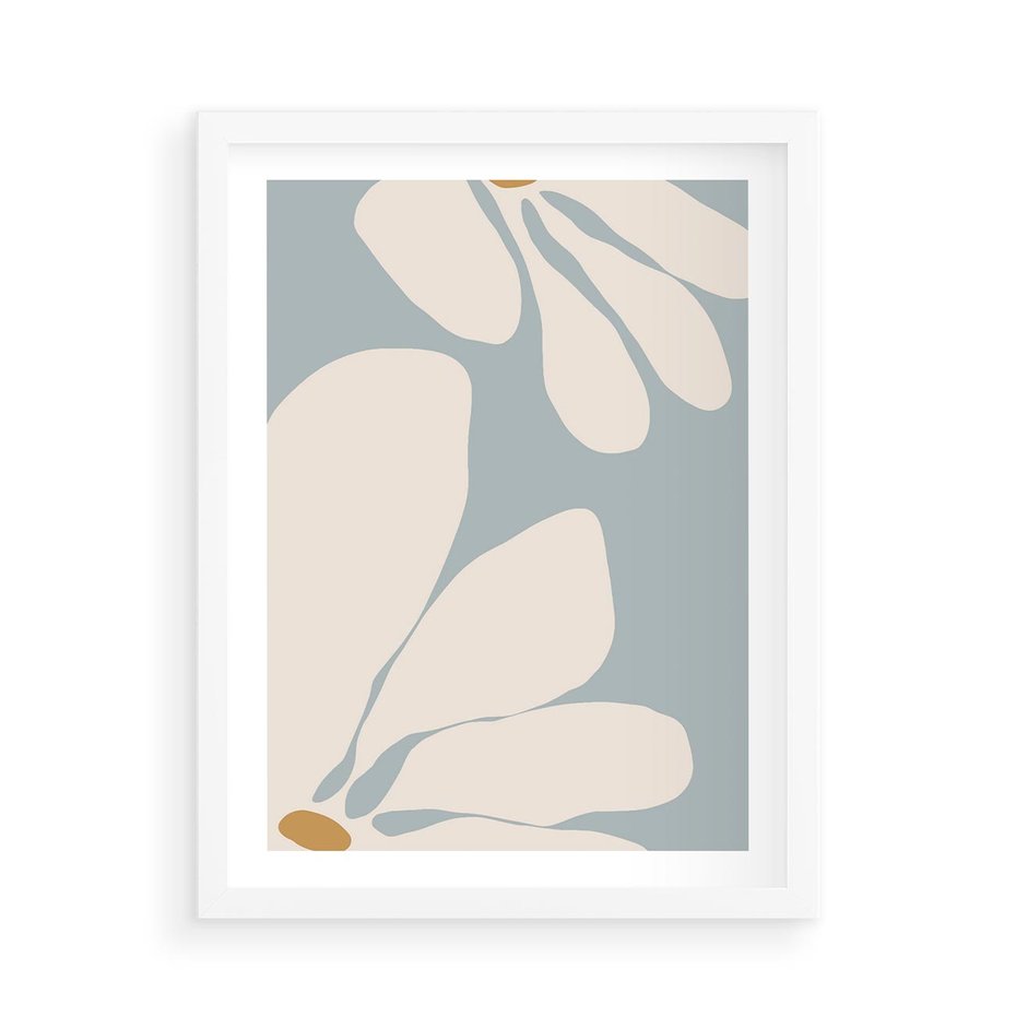 Plakat w ramie 50x70 - Pastelowe Marzenia Kwiatów - kwiaty, nowoczesne i minimalistyczne - rama biała