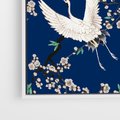 Obraz w ramie 120x80 - Japońskie Żurawie Indygo - sztuka japońska, japonia - rama biała