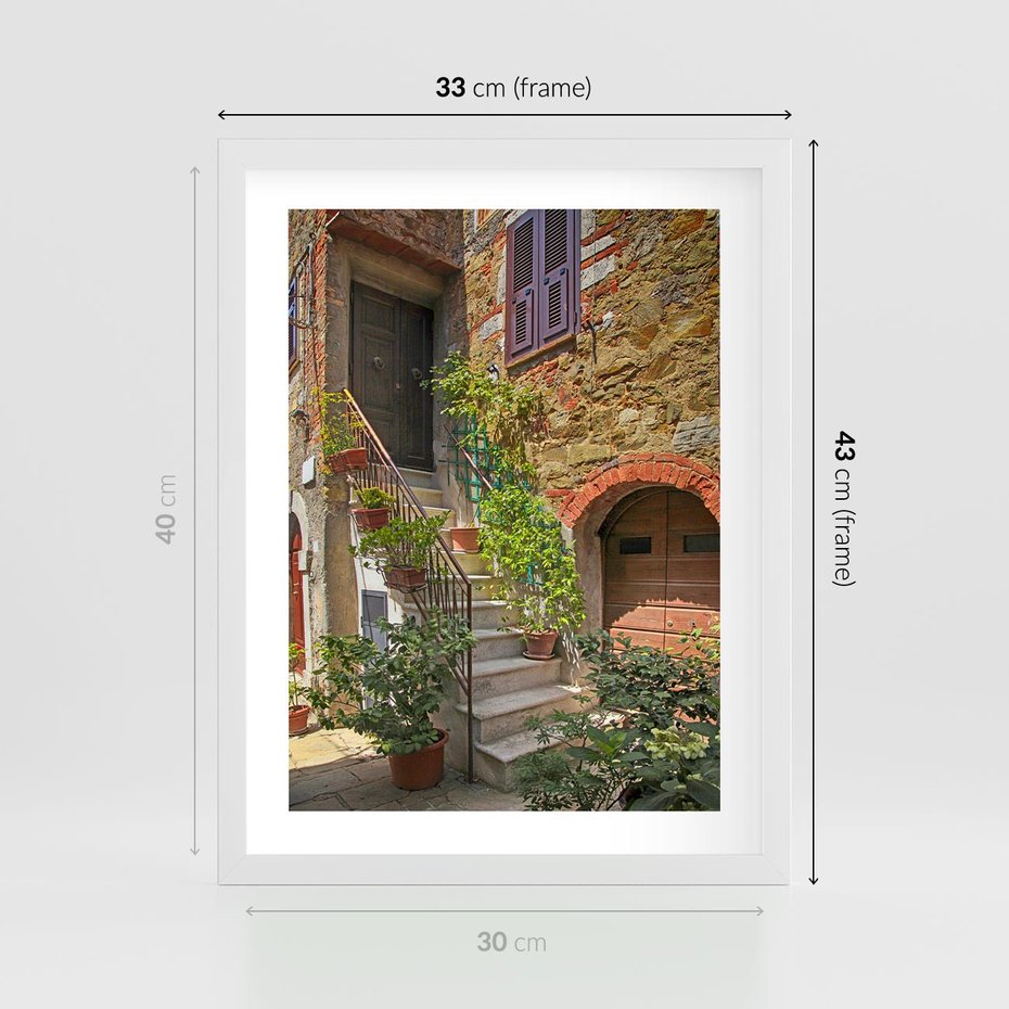 Plakat w ramie 30x40 - Wznies się na wyżyny - schody, perspektywa - rama biała