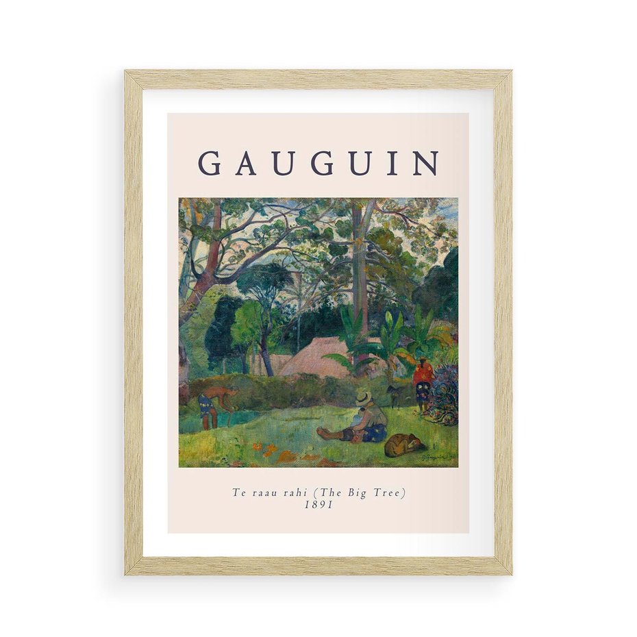 Plakat w ramie 50x70 - Gauguin: Reprodukcja i Typografia - Gauguin, reprodukcja - rama drewno
