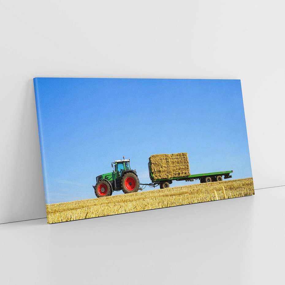 Obraz na płótnie 120x60 - Ruralne żniwa - traktor, przyczepa
