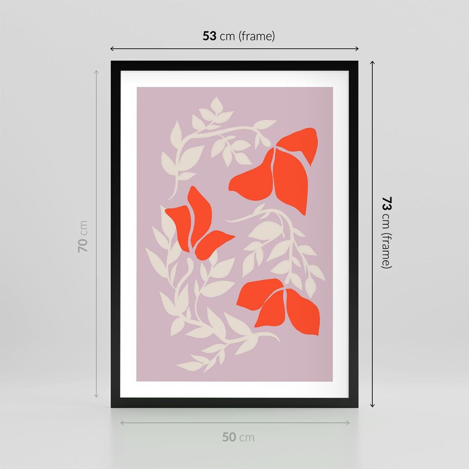 Plakat w ramie 50x70 - Kwiatowa Kreatywność - nowoczesny plakat, roślinne motywy - rama czarna