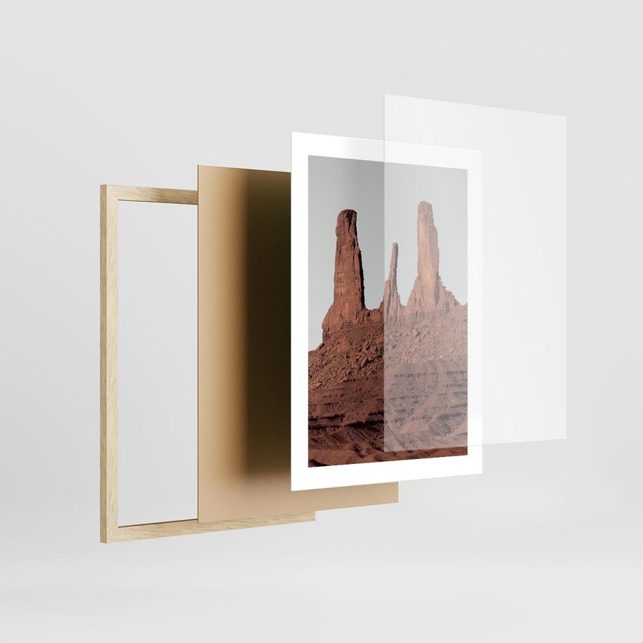Plakat w ramie 30x40 - Surowość Pustyni - pustynia, kanion - rama drewno