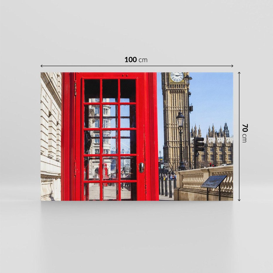 Obraz na płótnie 100x70 - Ikoniczna budka telefoniczna w Londynie - budka, telefoniczna