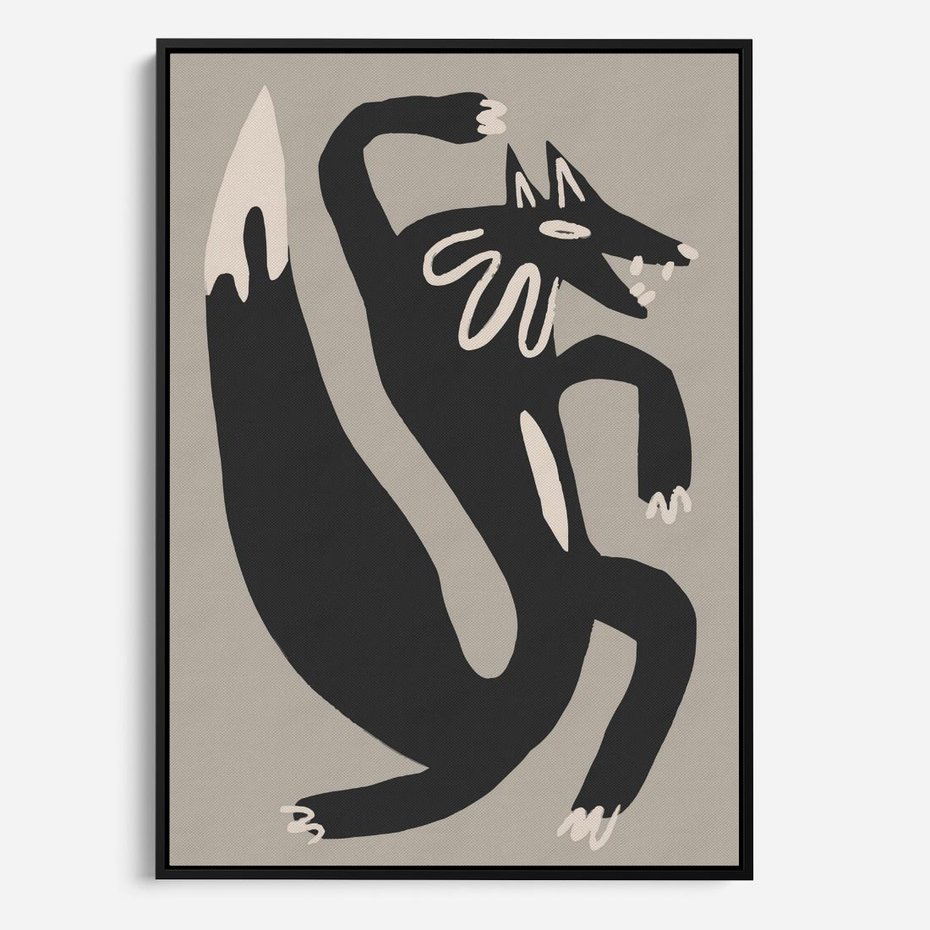 Obraz w ramie 50x70 - Strukturalne Odbicia Północy - skandynawska sztuka, lis - rama czarna