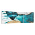 Obraz na płótnie 150x50 - Rozlane Turkusy - Turkusowe plamy, złote elementy