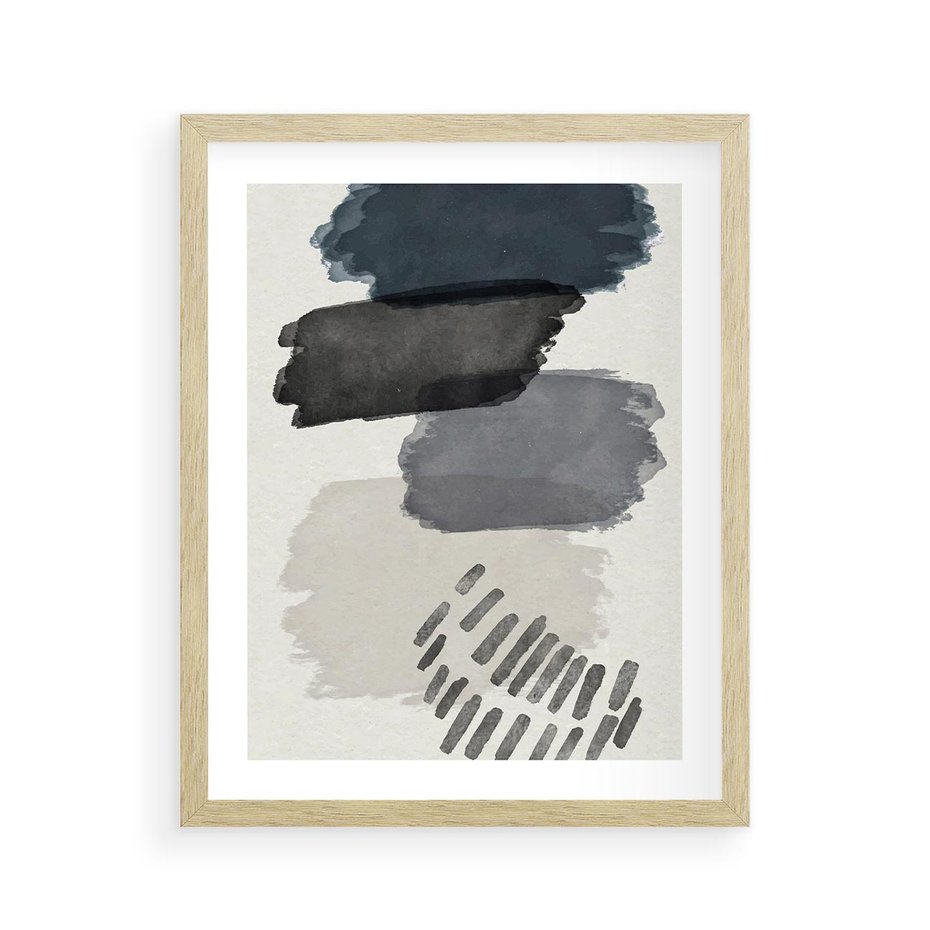 Plakat w ramie 40x50 - W Stylu Akwareli - nowoczesny plakat, abstrakcja - rama drewno