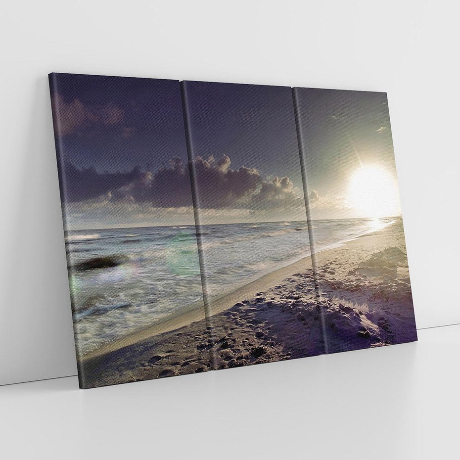 Obraz na płótnie 120x80 - Plaża Morza i Zachód Słońca - plaża, morze