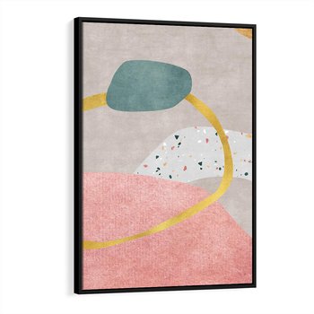 Obraz w ramie 50x70 - Ekspresja w ruchu pędzla - abstrakcja, połączenie kształtów - rama czarna