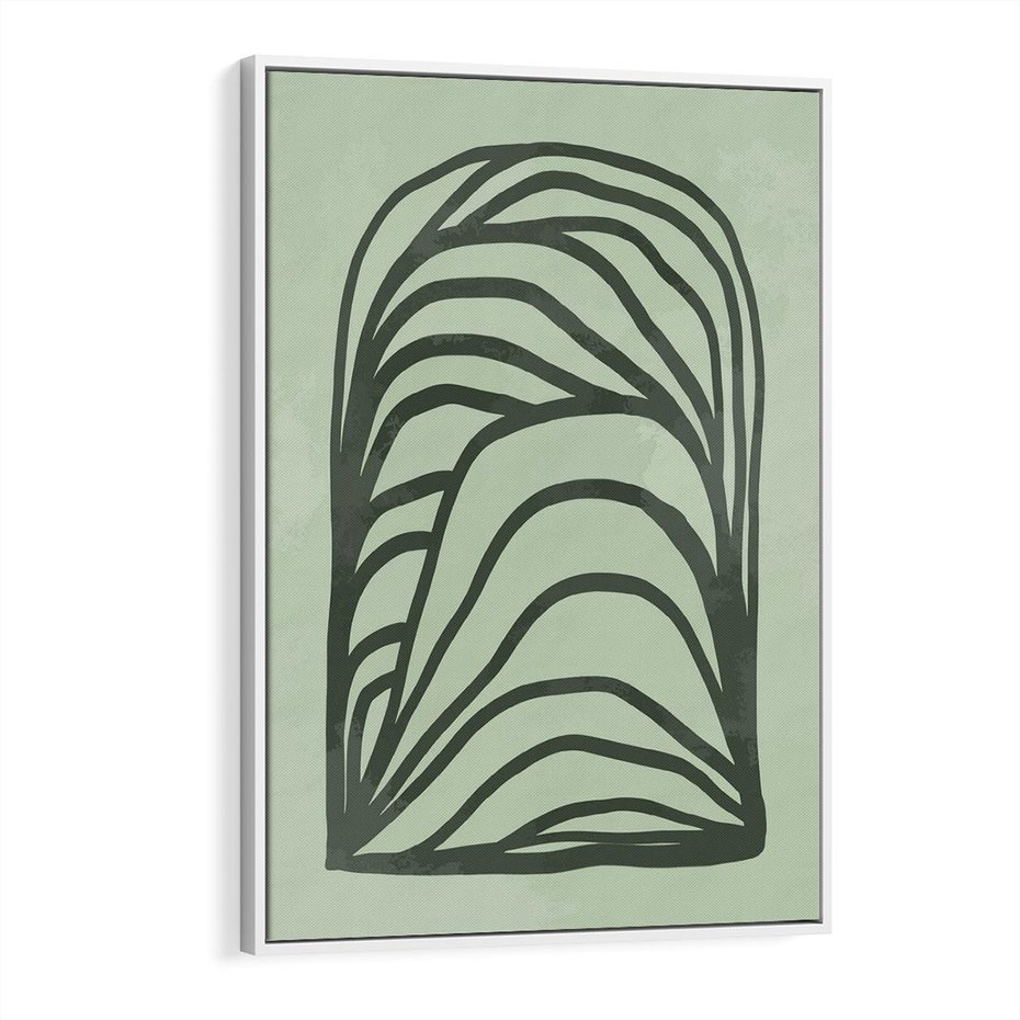 Obraz w ramie 50x70 - Zielonkawy Uścisk Natury - abstrakcyjny zielony motyw, skandynawski design - rama biała