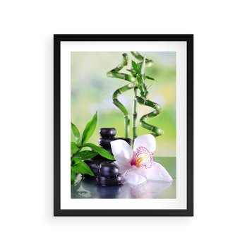 Plakat w ramie 30x40 - Spa pełne kwiatów i relaksu - spa, kwiat - rama czarna