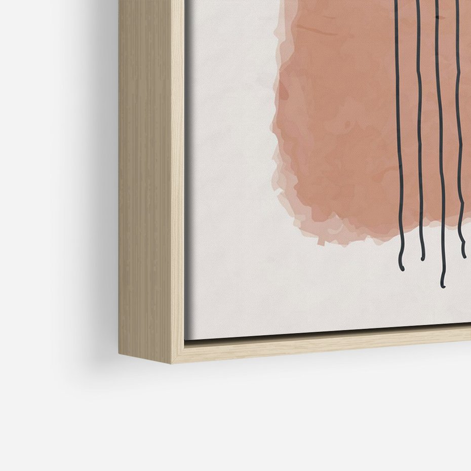 Obraz w ramie 70x100 - Rozmyte Widzenia - abstrakcyjna akwarelowa plama, nieregularne kreski - rama drewno