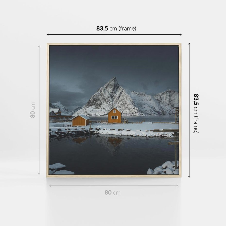Obraz w ramie 80x80 - Minimalizm i Urok Natury - skandynawskie, domki - rama drewno