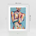 Plakat w ramie 30x40 - Nagie Natchnienie - obraz olejny, naga kobieta - rama biała