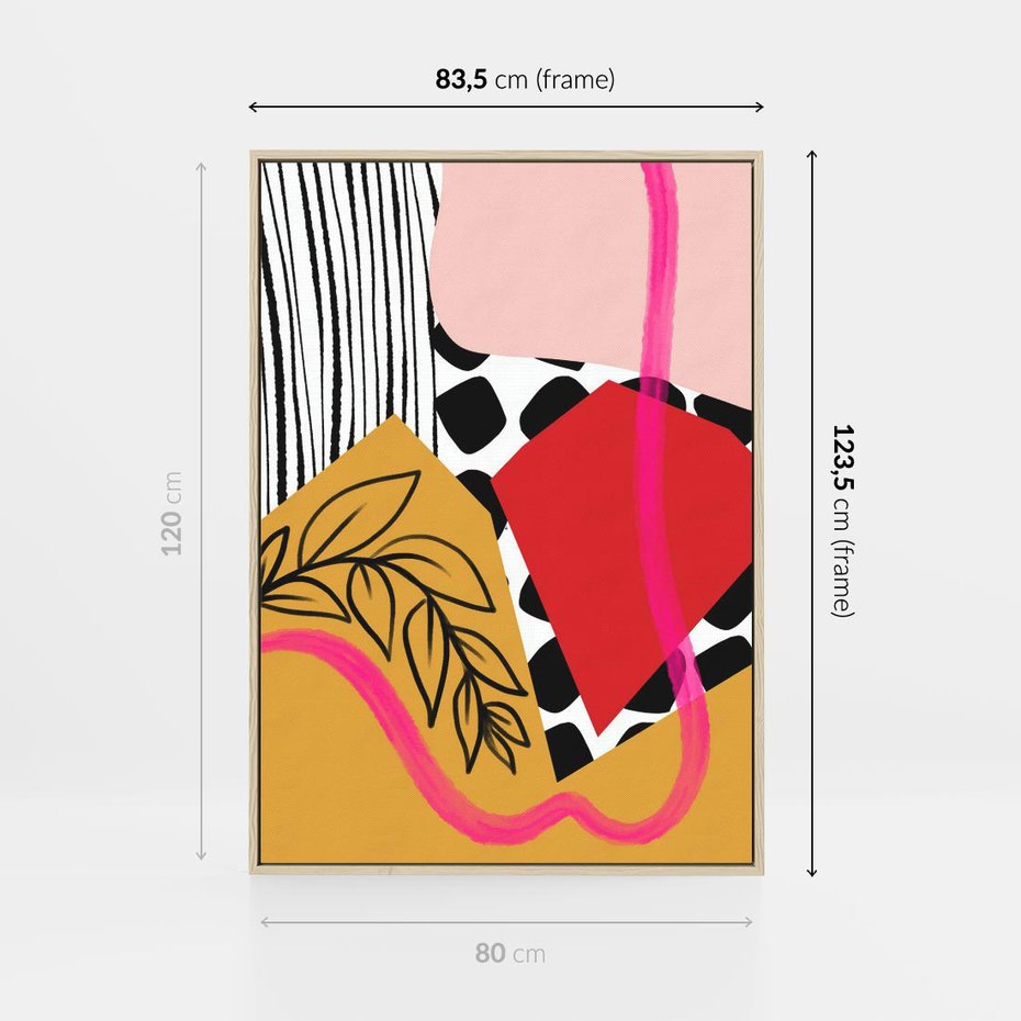 Obraz w ramie 80x120 - Wnętrza Form - abstrakcyjna kompozycja, różne tekstury - rama drewno