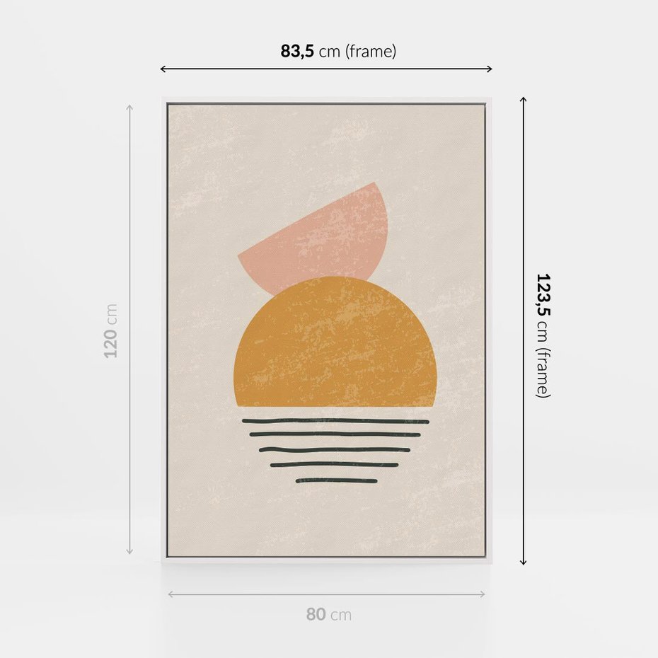 Obraz w ramie 80x120 - Krótka Forma - abstrakcyjna sztuka, boho kształty - rama biała