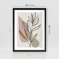 Plakat w ramie 30x40 - Impulsy Subtelnej Harmonii - abstrakcyjny obraz boho, liście - rama czarna